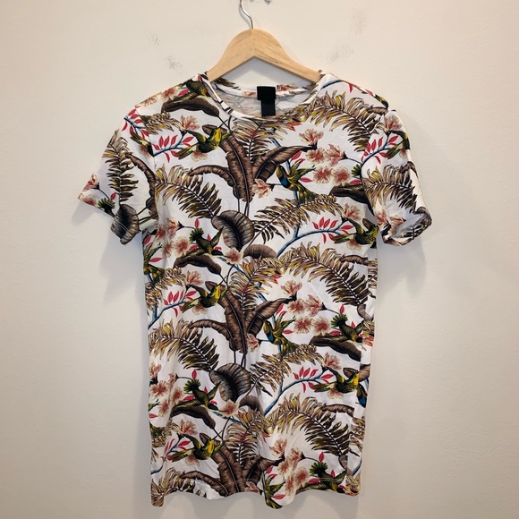 H&M White & Brown Bird Shirt size XS - Picture 3 of 9